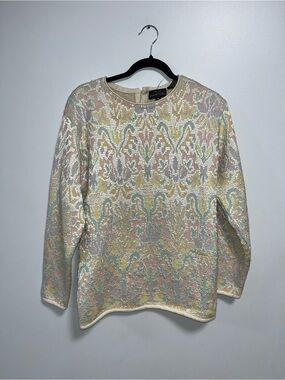 Vintage Jeanne Pierre Pastel Lambswool Blend Sweater Cottagecore Medium